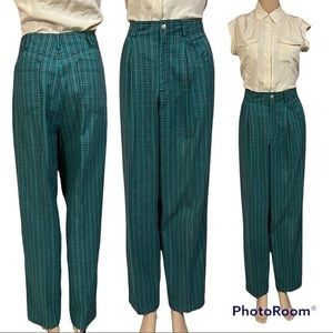LIZ SPORT LIZ CLAIBORNE Vintage High Rise Plaid Pleated Pants Trouser 12